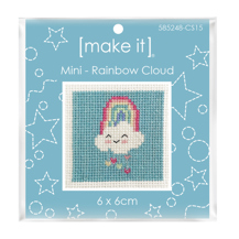 Mini Cross Stitch Kit 6 x 6cm - Rainbow Cloud