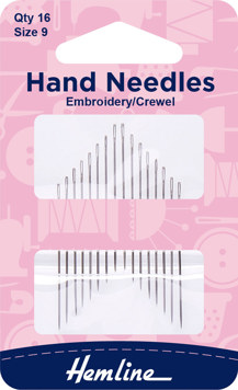 Hemline - Hand Needle - Embroidery/Crewel 16 Pack - size 9
