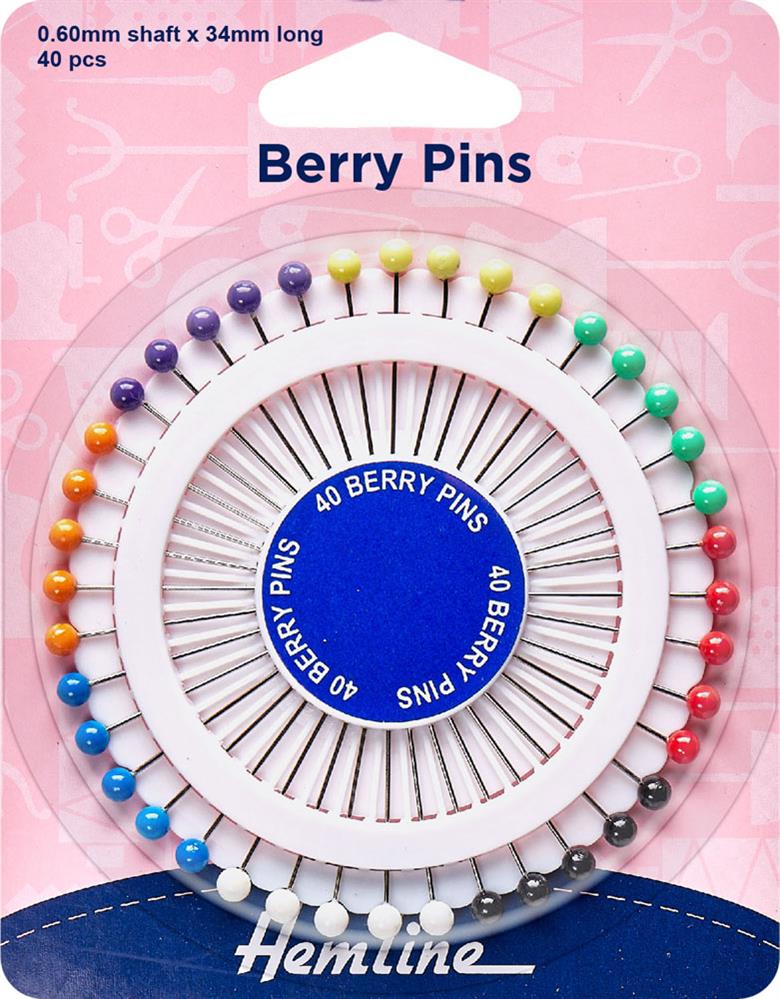 Hemline Berry Pins: Nickel - 34mm 40pcs