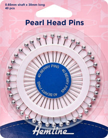 Hemline - Pins Pearl Head 40pcs - Silver