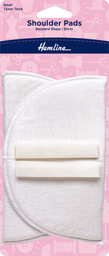 HEMLINE HANGSELL - Shoulder Pad Covered Set-In 13mm, small - white