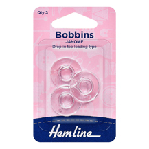 Hemline - Bobbin Plastic Drop In Janome/New Home 3pk