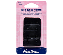 Hemline - Bra Back Expander 38mm - 2 Hook - Black