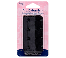 Hemline - Bra Back Expander 75mm - 4 Hook - Black