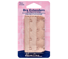 Hemline - Bra Back Expander 75mm - 4 Hook - Nude