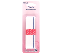 Hemline - Elastic Mens Underwear Woven 30mm x 1.2m - White/Blue