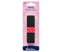 Elastic - Non-Roll Woven - Black 25mm x 1m