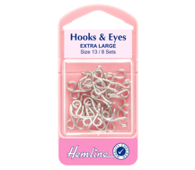Hemline - Hook & Eye size 13 - 8 sets - Nickle