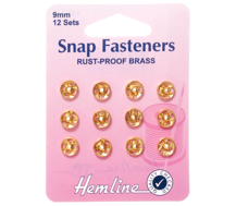 9mm sew-on snap fasteners, gold