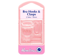 Hemline - Bra Hooks & Clasps 18mm 2 sets - Clear