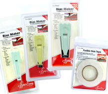 Sew Easy - Bias Maker/Tape Pack - 3 Bias Makers (9mm/12mm/18mm) with Fusible Bias Tape 11mm x 20m