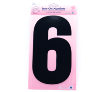 Iron on Number LARGE 20cm - Black 6