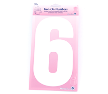 Iron on Number LARGE 20cm - White 6