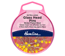 Hemline - Pins Glass Head Extra Long 0.70 x 45mm 60pcs