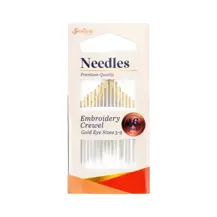 Sew Easy - Hand Needle Gold Eye - Embroidery Crewel 16pk - sizes 3-9