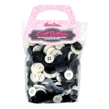 Hemline Buttons - Value Pack - Assorted Craft Buttons 200g - Black & White