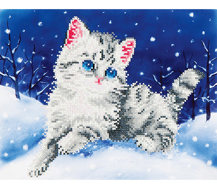 DIAMOND DOTZ - Kitten in the Snow - 35.5 x 27.9cm (14 x 11in)