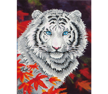 DIAMOND DOTZ - White Tiger in Autumn - 35.5 x 45.72cm (14 x 18in)