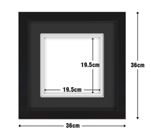 Black Frame with Black Mat Board DDF18.B195X195MB