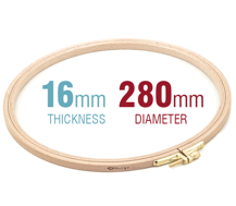 Embroidery Hoop - Wooden Screwed 16mm beechwood 11"/280mm