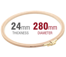 Embroidery Hoop - Wooden Screwed 24mm beechwood 11"/280mm