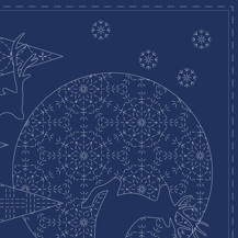 Sashiko Panel - Linen/Cotton 137 x 50cm Christmas Navy