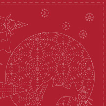 Sashiko Panel - Linen/Cotton 137 x 50cm Christmas Red