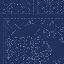 Sashiko Panel - Linen/Cotton 137 x 50cm Fauna Navy