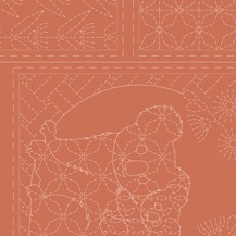 Sashiko Panel - Linen/Cotton 137 x 50cm Fauna Clay