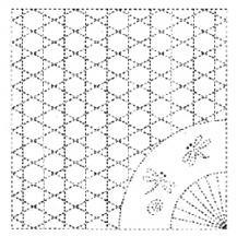 DARUMA - Sashiko Printed Cloth White - Cross Hatch & Fan