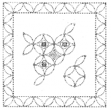 DARUMA - Sashiko Printed Cloth White - Buds & Border