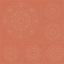 Sashiko Panel - Linen/Cotton 137 x 50cm Mandala Burnt Clay