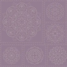 Sashiko Panel - Linen/Cotton 137 x 50cm Mandala Frosted Grape