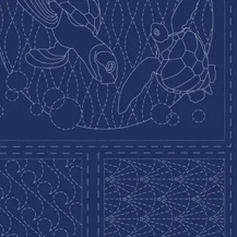 Sashiko Panel - Linen/Cotton 137 x 50cm Ocean Navy