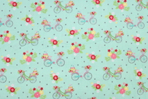 Riley Blake Printed Cotton - Vintage Pushbikes Aqua 112cm