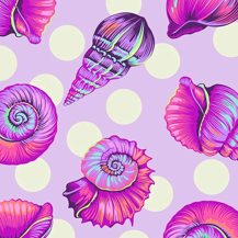 TULA PINK FLORAL REEF - BIG SHELLY - ULTRAVIOLET (WIDEBACK)