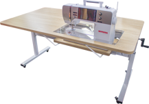 HORN Height Adjustable Sewing & Cutting Table (cut out 362mm x 635mm) - Weathered Oak (Flat Packed)