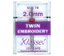 Klasse Machine Needle Twin Embroidery Size 75 - 2.0mm - Pink