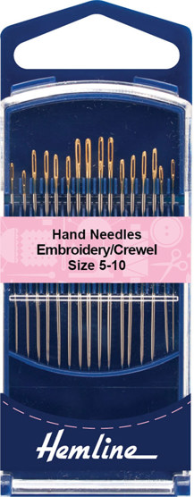 Hemline - Hand Needle Gold Eye Embroidery Crewel 16pk - size 5-10 