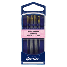 Hemline - Hand Needle Gold Eye Darner 10pk - size 2-4 