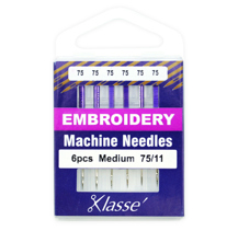 Klasse Machine Needle Embroidery Size 75/11 - 6 per cassette