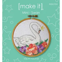Mini Cross Stitch Kit with Hoop 10cm - Swan