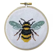 Mini Cross Stitch Kit with Hoop 10cm - Bee