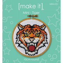 Mini Cross Stitch Kit with Hoop 10cm - Tiger