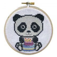 Mini Cross Stitch Kit with Hoop 10cm - Panda