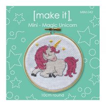 Mini Cross Stitch Kit with Hoop 10cm - Magic Unicorn