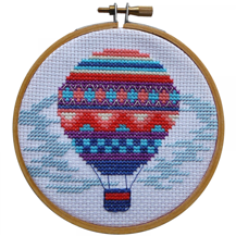 Mini Cross Stitch Kit with Hoop 10cm - Hot Air Balloon