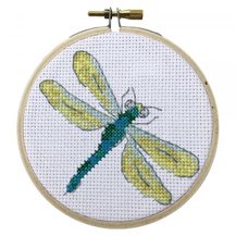 Mini Cross Stitch Kit with Hoop 10cm - Dragonfly