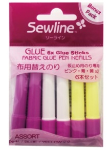 SEWLINE Fabric Glue Pen Refills Multi-colour Qty 6