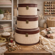 Victorian Herringbone Basket Beige - Set of 3 sizes